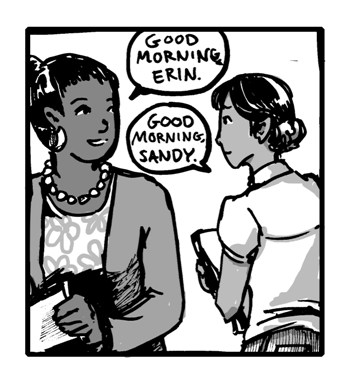 Two people saying Good Morning